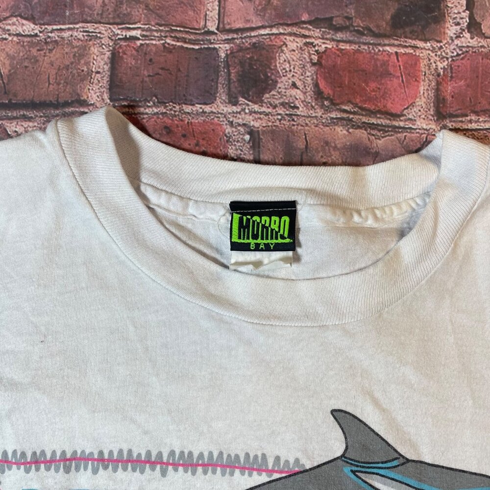 Vintage 90s Morro Bay Dolphins Single Stitch Tshirt XL Neon Colors - Picture 6 of 8
